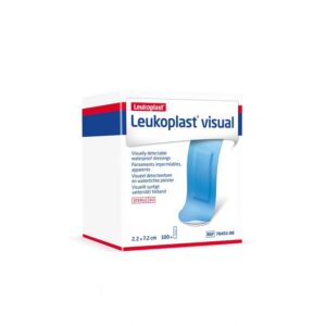 LEUKOPLAST VISUAL DETECTABLE WATERPROOF STRIPS 7.2 x 2.2CM (BLUE) PAC 100