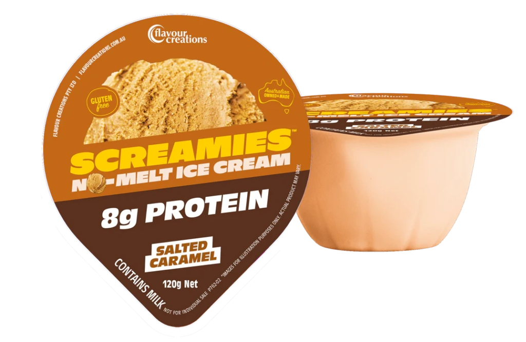 SCREAMIES NO-MELT ICE-SCREAM PROTEIN SALTED CARAMEL 120G - 12PACK