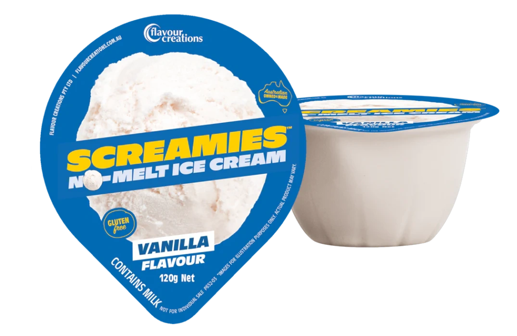 SCREAMIES NO-MELT ICE-SCREAM VANILLA 120G - 12PACK