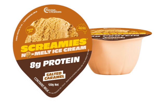 SCREAMIES NO-MELT ICE-SCREAM PROTEIN SALTED CARAMEL 120G - 12PACK