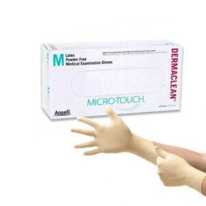 ANSELL MICRO-TOUCH DERMACLEAN POWDER FREE LATEX GLOVE MEDIUM BOX 100